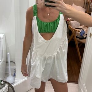 Free People Green and White Mini Dress